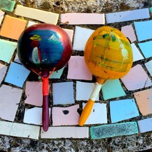 OH. MY. GOURD. Vintage Morocco Instruments Hand Painted Mexican Party Shakers